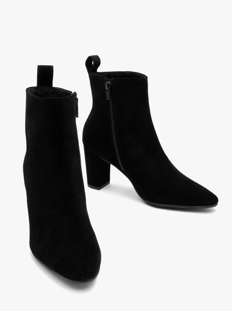 Suede women’s block-heel ankle boots