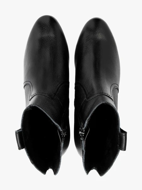 Black low-block-heel ankle boots