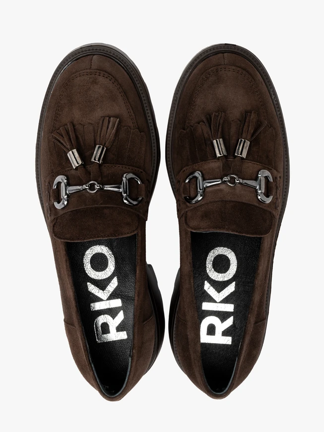 Brown loafers with tassels