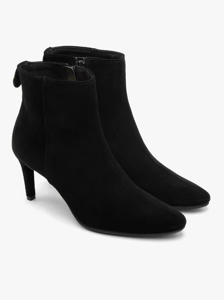 Black suede stiletto ankle boots