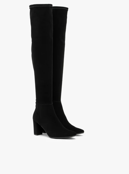 Hohe, elastische Overknee-Stiefel mit Stilettoabsatz
