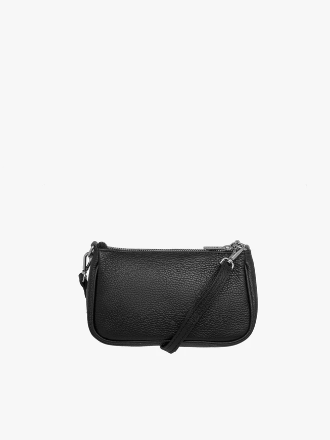 Schwarze Handtasche mit Tiermuster und Kette