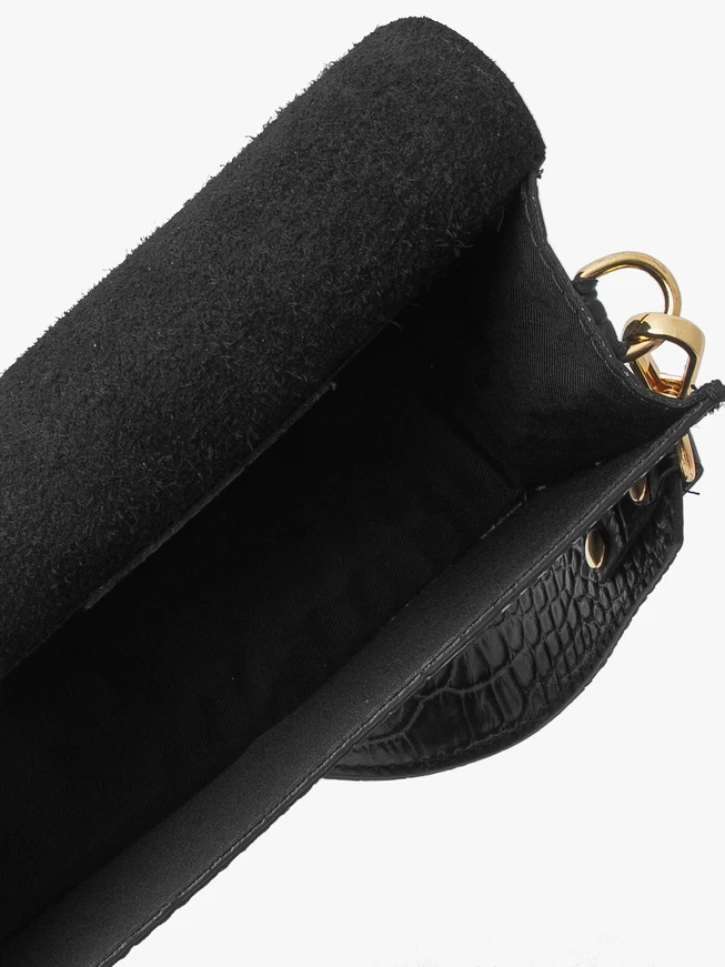 Elegante schwarze Handtasche mit Tiermuster