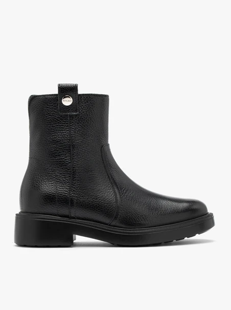 Schwarze Damenstiefel mit flacher Sohle