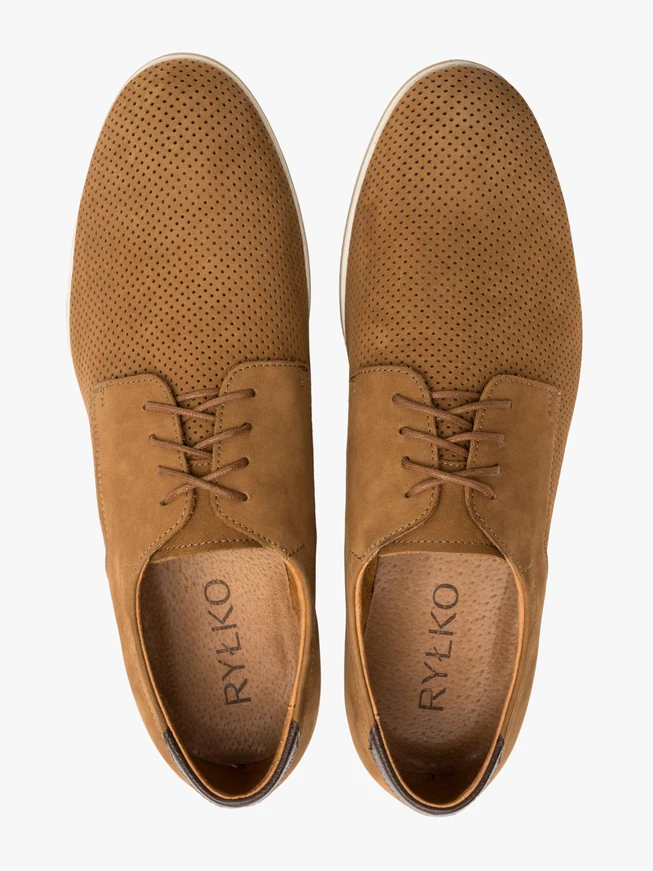 Braune Herrenhalbschuhe mit dekorativer Perforation
