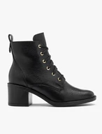 Schwarze Damenschnürstiefel mit goldenen Ösen