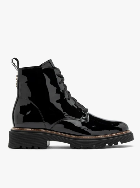 Patent women’s boots with lug sole