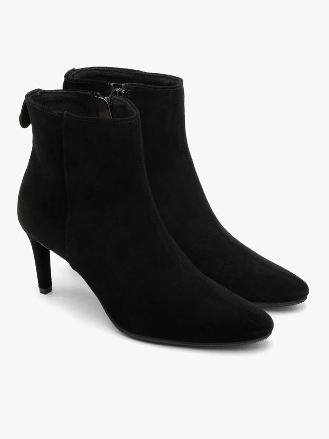Black suede stiletto ankle boots