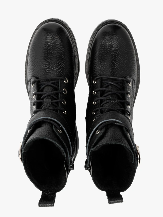 Black women’s boots with decorative buckle
