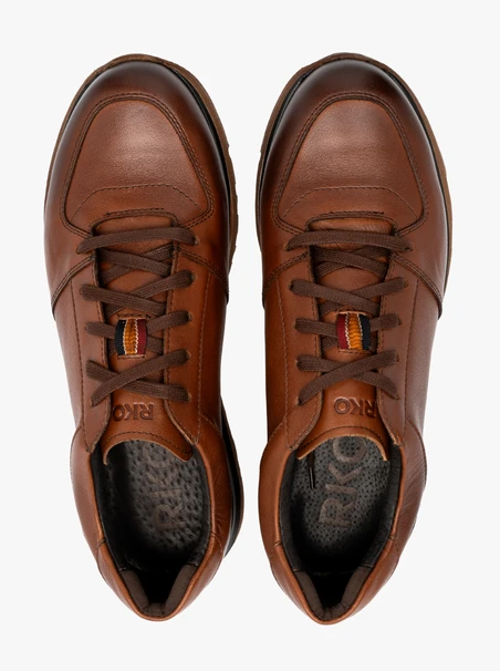 Brown men’s sneakers with two-tone sole
