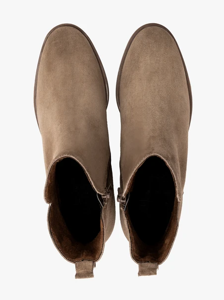 Sand ankle boots with decorative upper