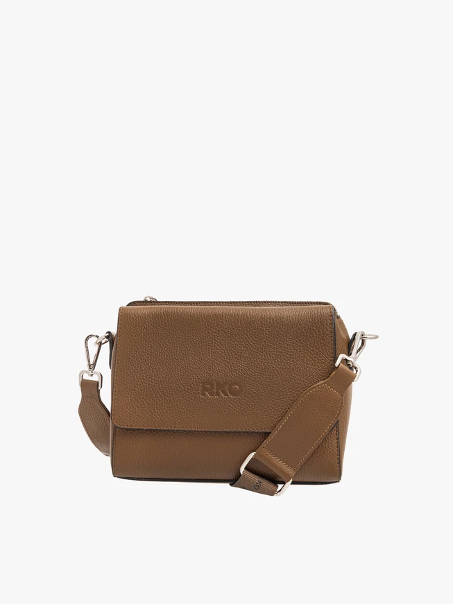 Braune Damenhandtasche mit breitem Gurtband