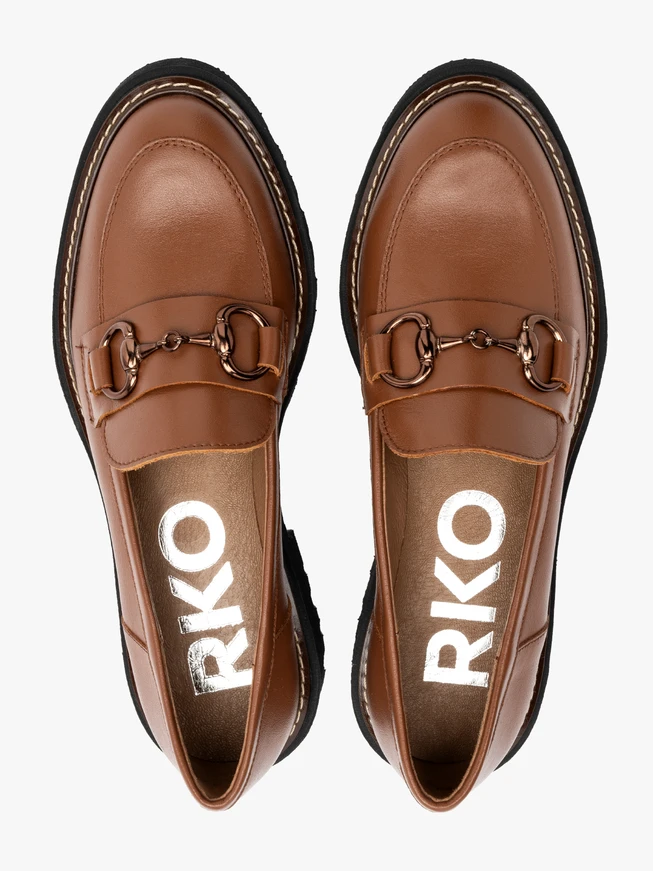 Women’s brown loafers with ornament