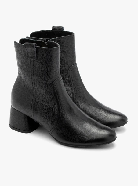 Black low-block-heel ankle boots