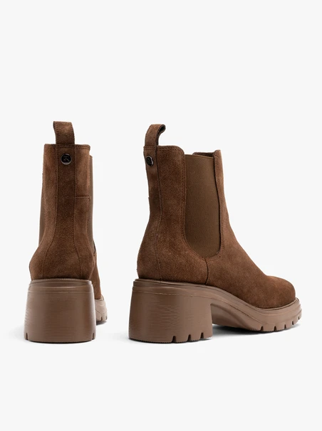 Braune Velours-Pantoffelstiefel für Frauen mit festem Boden