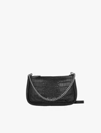 Schwarze Handtasche mit Tiermuster und Kette