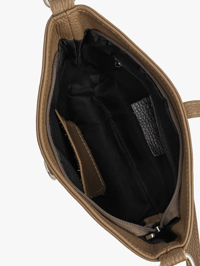 Medium beige crossbody with decorative clasp