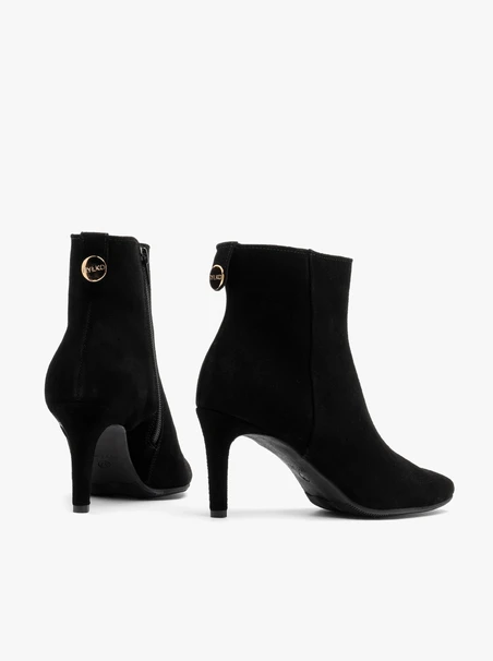 Black suede stiletto ankle boots