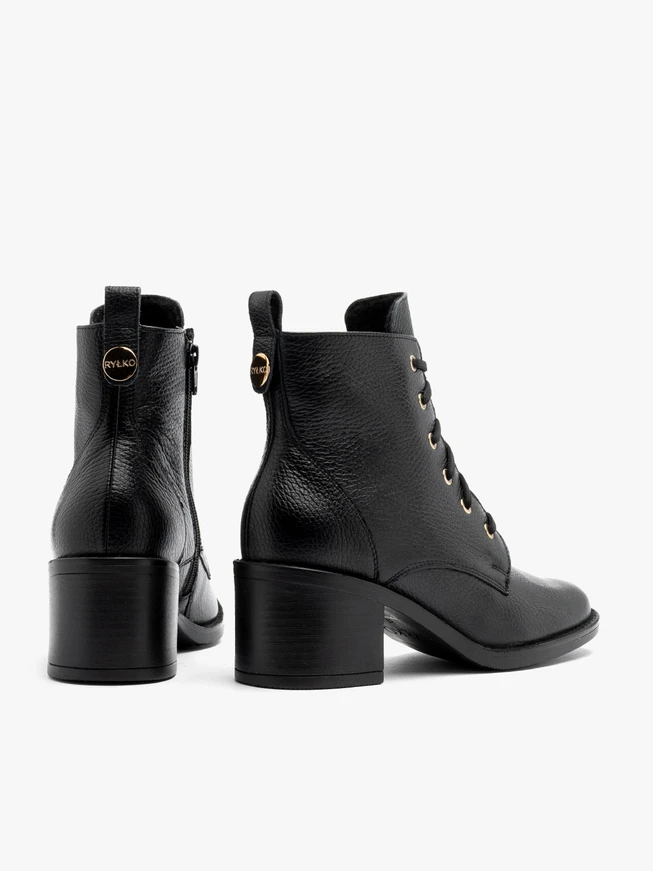 Schwarze Schnürstiefel für Damen mit goldenen Ösen