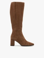 Braune Velourslederstiefel mit Stilettoabsatz