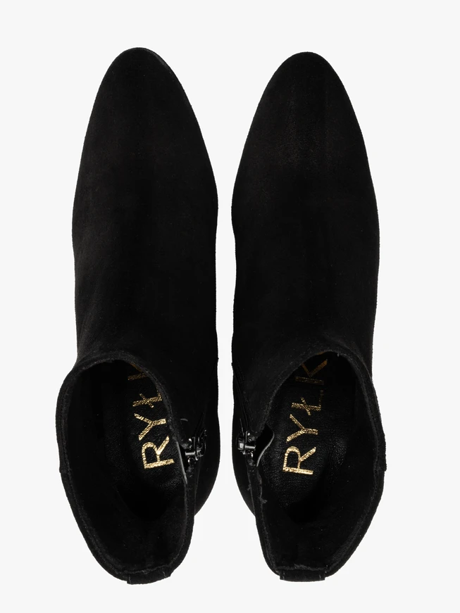 Black suede stiletto ankle boots