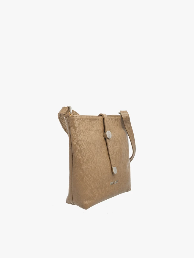 Medium beige crossbody with decorative clasp
