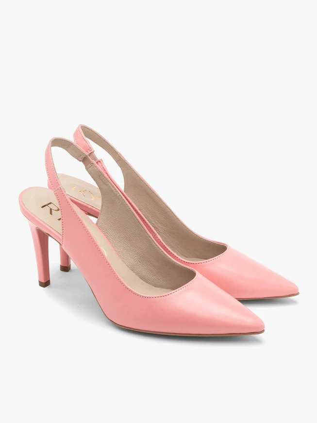 Pink women’s pumps with heel strap