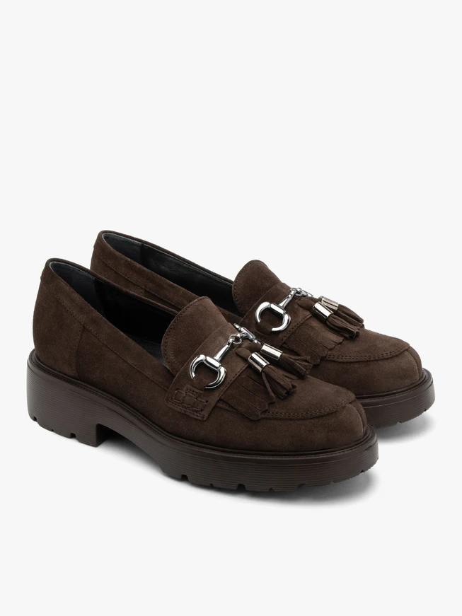 Brown loafers with tassels