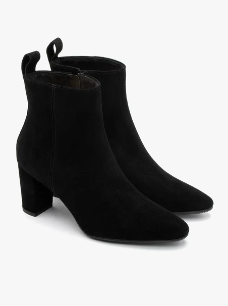Suede women’s block-heel ankle boots
