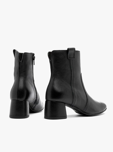 Black low-block-heel ankle boots