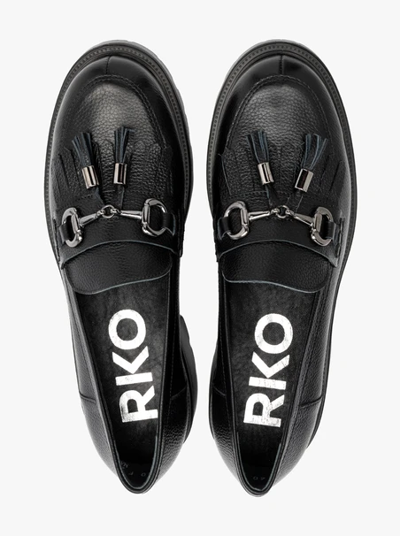 Black loafers with tassels