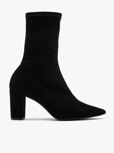 Stretch block-heel ankle boots with pointed toe