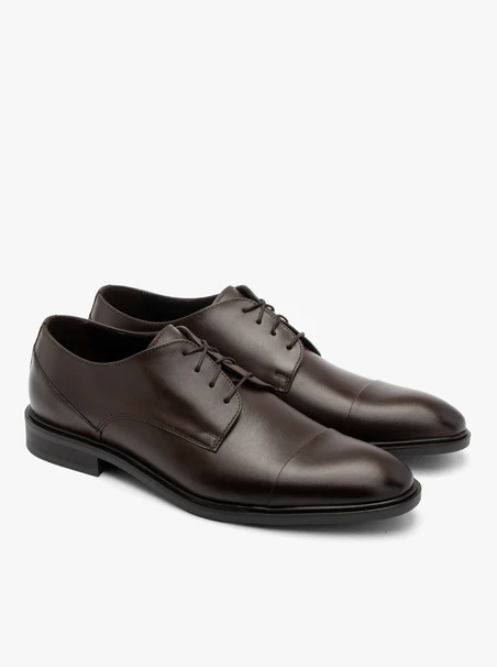 Dark brown shoes with decorative toe