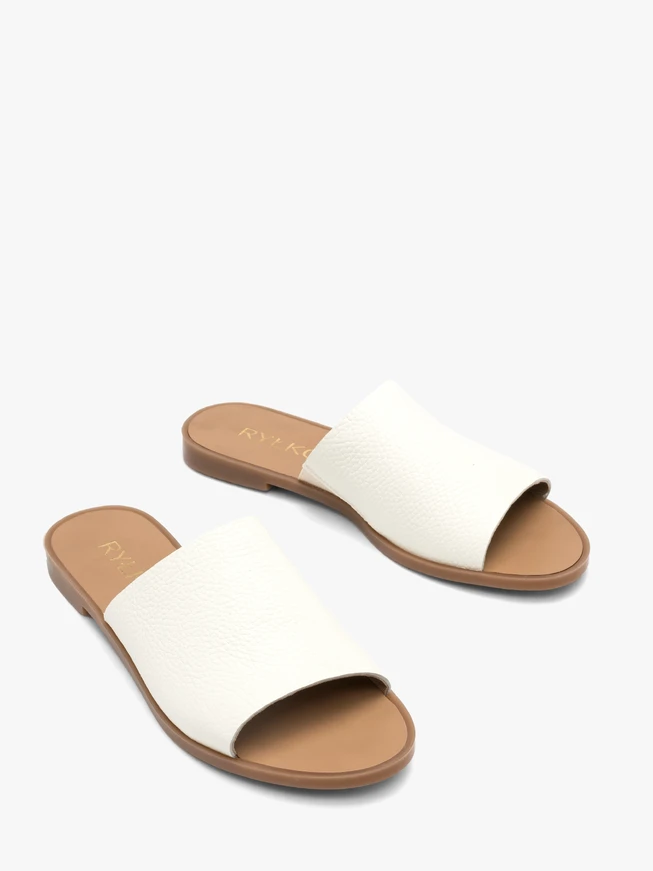 Weiße Damen-Flip-Flops mit flacher Sohle
