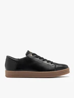 Schwarze sportliche Halbschuhe mit beigem Boden