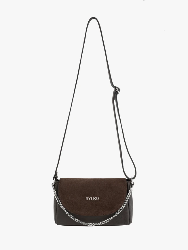 Handtasche aus braunem Bonded Leather mit Kette