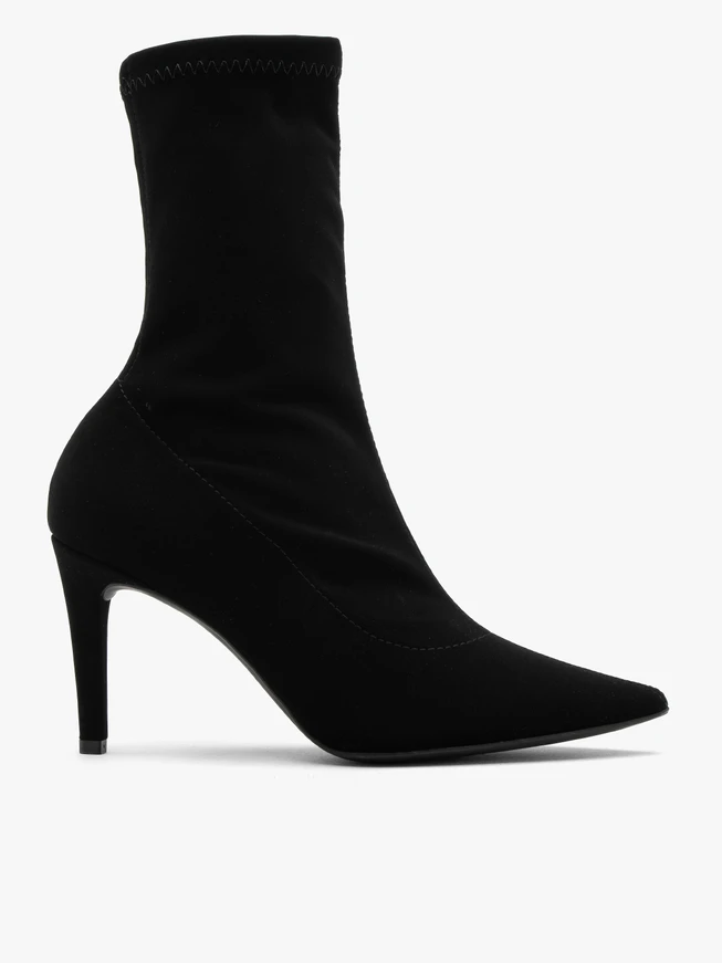 Black stretch ankle boots with stiletto heel