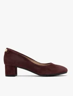 Kastanienbraune niedrige Stiletto-Pumps