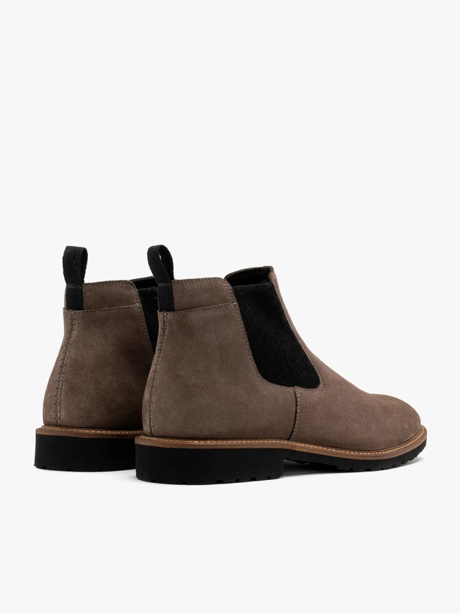 Graue Velourslederstiefel