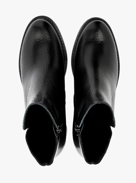 Black ankle boots with mixed-leather detailing