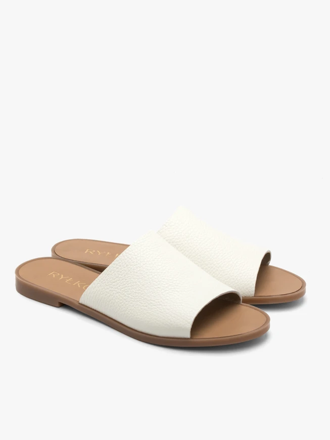 Weiße Damen-Flip-Flops mit flacher Sohle