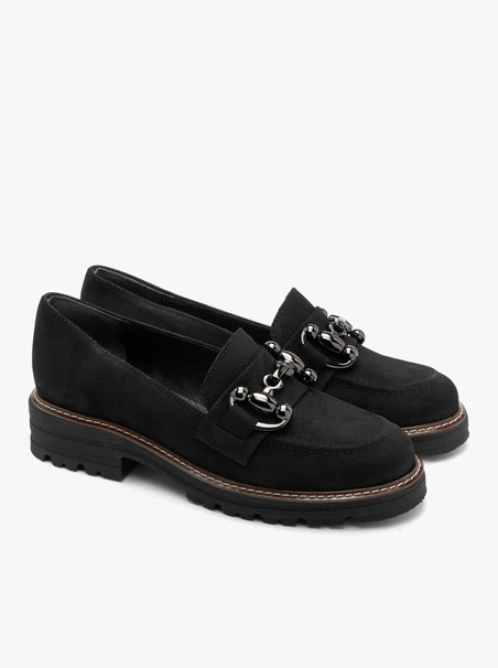 Black nubuck loafers with ornament