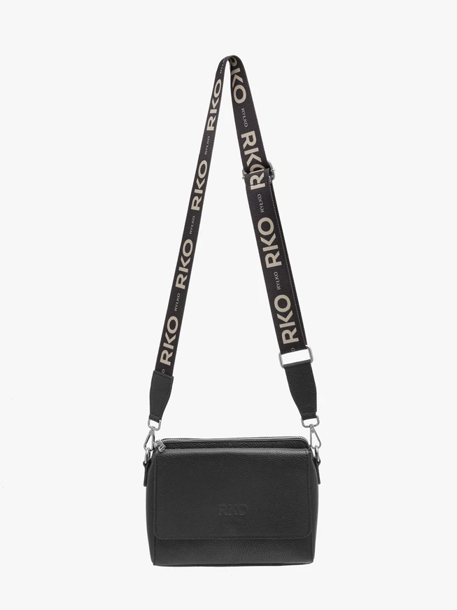 Schwarze Handtasche für Frauen mit dekorativem Riemen