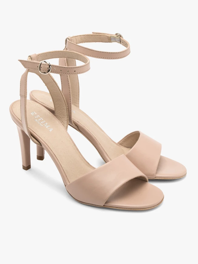 Beigefarbene Stiletto-Sandalen