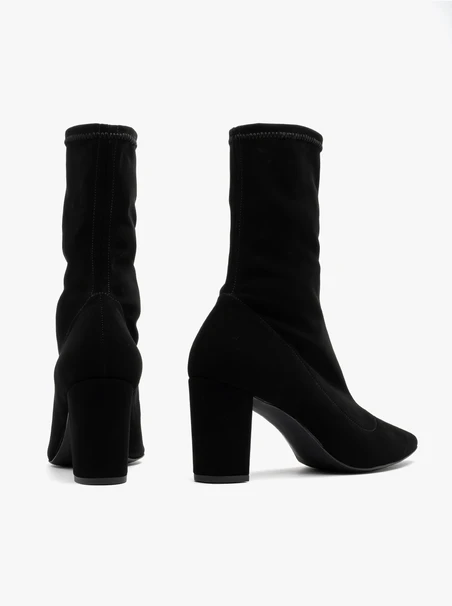 Stretch block-heel ankle boots with pointed toe