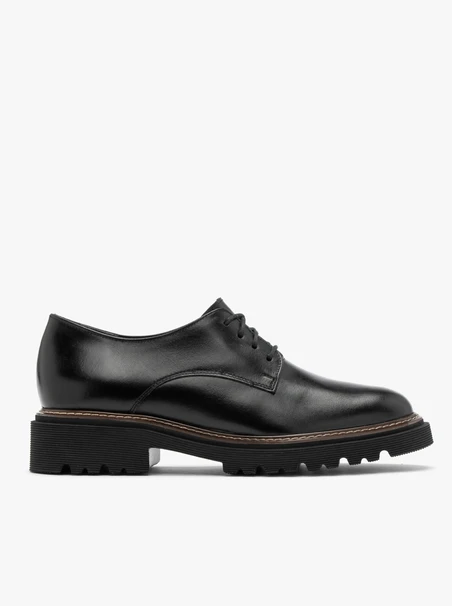 Schwarze Damenhalbschuhe mit dekorativem Boden