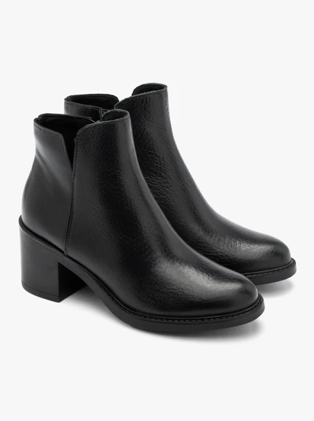 Black ankle boots with mixed-leather detailing