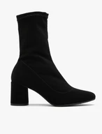 Flexible schwarze Keilstiefel mit runder Spitze