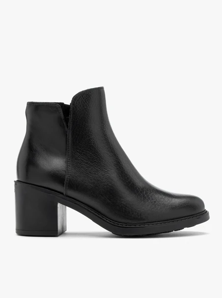 Black ankle boots with mixed-leather detailing