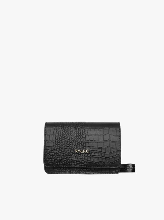 Elegante schwarze Handtasche mit Tiermuster